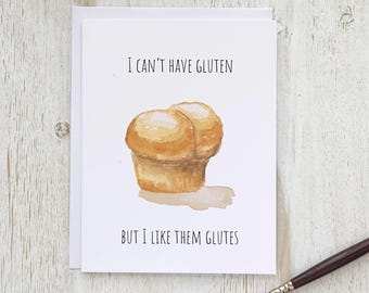 Watercolor Muffin Card | Funny Gluten-Free Love Card