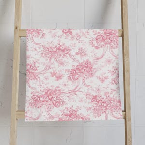 Love Shack Fancy Inspired Floral Toile Hand Towel | Vintage Rose Pattern, Cottagecore Bathroom