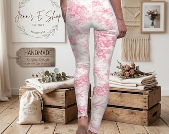 Leggings con estampado floral de acuarela rosa / Estampado integral
