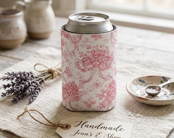 Pink Floral Vintage Can Cooler | Love Shack inspired Coozie