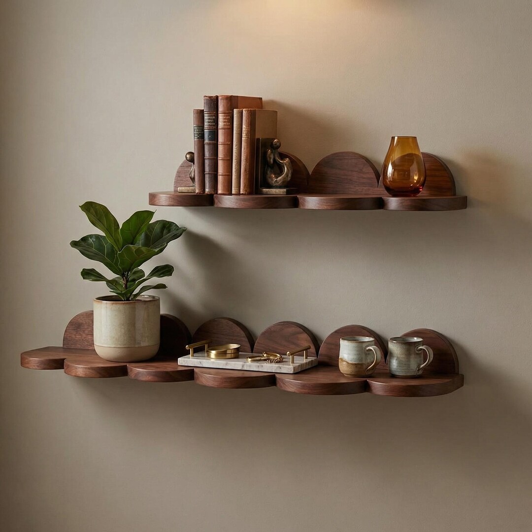Floating Wall Shelf Solid Wood Display Shelf Decorative Shelves Rustic ...