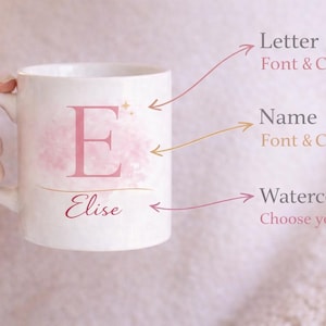 Personalized Initial Mug with Name, Custom Monogram Coffee Mug, Minimalist Name Mug, Personalized Gift for Her, Custom Coffee Cup