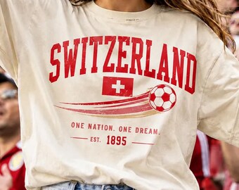 Switzerland Soccer Shirt, Vintage Swiss Football T-shirt, Comfort Colors Retro Sport Tee, One Nation One Dream Shirt, Soccer Fan Gift