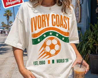 Cote d'Ivoire Football Gift, Ivory Coast National Team Soccer Tee, World 26 Souvenir Shirt, Distressed Ivory Coast Top, Unisex Sportswear