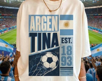 Vintage Argentina Football T-Shirt Retro Soccer Graphic Tee, Comfort Colors Soccer Shirt, Argentina Fan Gift, Est 1893 Argentina Apparel