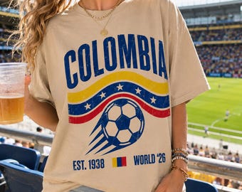 Colombia Football Shirt, Colombia Soccer Jersey T-Shirt, Vintage Colombia Est 1938 Tee, Soccer Cup 26 Shirt, Comfort Colors Soccer Gift