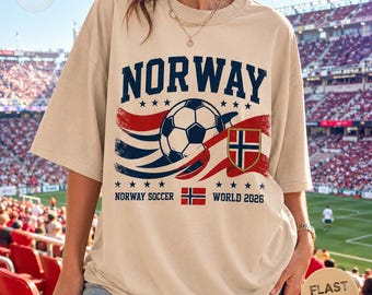 Norway Soccer Cup Shirt, World 2026 Football Tee, Norwegian Flag T-Shirt, Comfort Colors Soccer Fan Gift, Unisex Nordic Sports Apparel