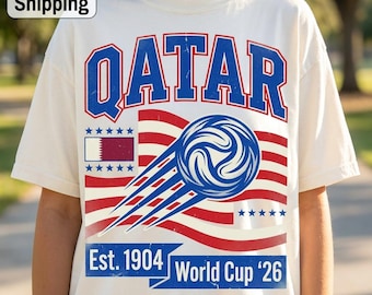 Qatar Soccer Shirt Cup 2026 Football Fan Gift, Comfort Colors Unisex Tee, Est 1904 Qatar National Team Apparel, Soccer Fan Gift