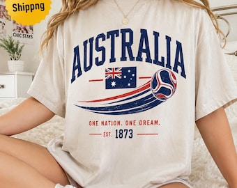 Australia Soccer Shirt, Comfort Colors Australian Flag T-shirt, Vintage Sports Graphic Tee, Australia Football Fan Gift, Unisex Top