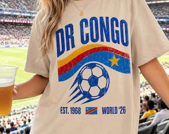 DR Congo Soccer Shirt, Democratic Republic of Congo T-Shirt, Soccer Cup 2026 Football Tee, Vintage Congo Graphic, Comfort Colors Unisex