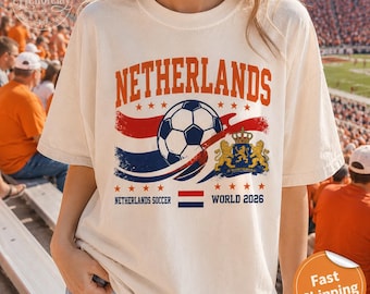 Netherlands Soccer Shirt World 2026, Vintage Dutch Football Tee, Comfort Colors Retro Soccer T-Shirt, Aesthetic Netherlands Fan Gift