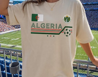 Algeria Football Shirt, Algerian Heritage Flag Tee, Comfort Colors Soccer Fan Gift, Algeria National Team T-Shirt, Minimalist Sportswear