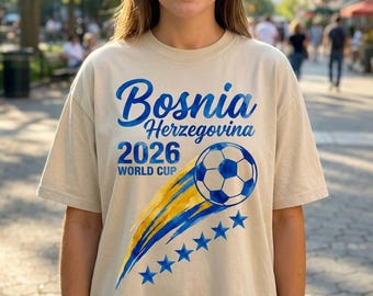Bosnia and Herzegovina Football T-Shirt, Soccer Cup 2026 Graphic Tee, Comfort Colors Soccer Shirt, Gildan Casual Sports Wear, Soccer Gift