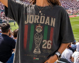 Jordan Soccer Club Shirt, Vintage Jordan Football Tee, Jordan Flag Graphic T-Shirt, Soccer Cup 2026 Fan Gear, Comfort Colors Soccer Shirt