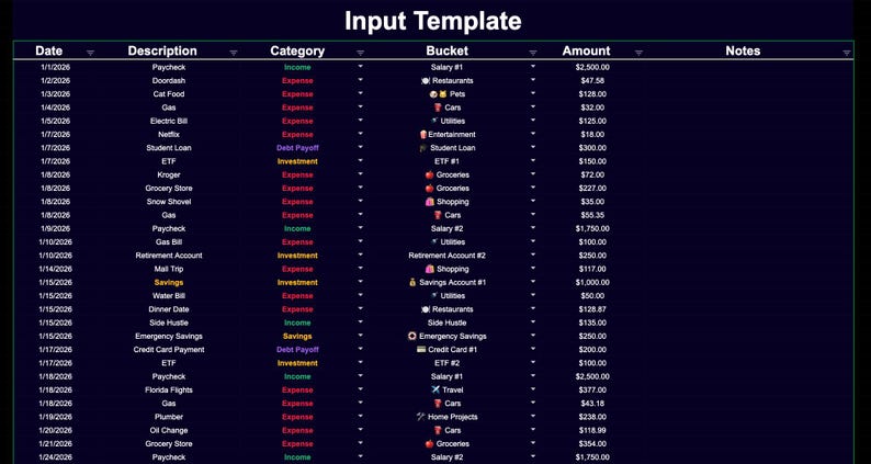 Dark Mode Budget Spreadsheet | Google Sheets Financial Planner (digital ...