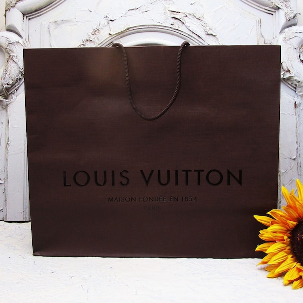 vintage louis vuitton large authentic gift bag in brown color 15.75" x  13.00" x 5.75” .