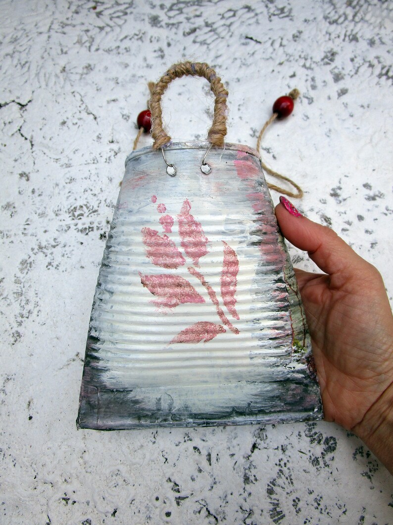 Decoupaged Tin Can Pocket Wall Decor French Country Flower Etsy