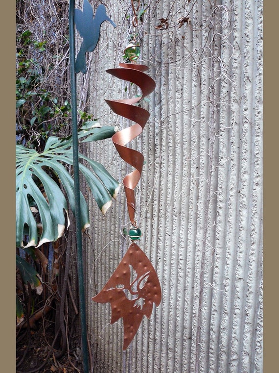 Copper Hummingbird Garden Ornament Shabby Chic Spiral Garden Etsy