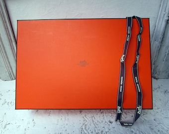 vintage authentic orange  hermes box  12.00"x  8.00" x 4.50" and Ribbon 26.00".
