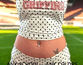 Custom Sorority Gameday Tube Top | Y2K Polka Dot College Strapless Top | Personalized Greek Letter Bid Day Bandeau Tailgate