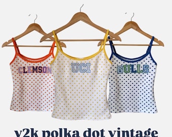 Custom Y2K Polka Dot College Tank Top – Personalized University Gameday Apparel