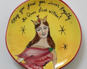 Hand Painted Plate Decorative Plate Home Decor Tableware Ceramic Dishes QUEEN Art