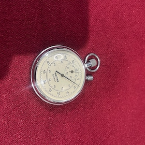 Vintage Marathon 15 Jewel Mechanical Stopwatch – Single Action Swiss Movement Analog Sport Timer, Nickel-Chrome Case