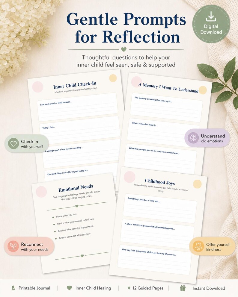 Inner Child Questions Inner Child Healing Workbook Printable Self Reflection Journal ...