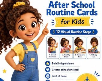 Girls After School Routine Cards for Kids Printable, Visual Schedule Cards, Kids Daily Routine Chart, Autism ADHD PDF