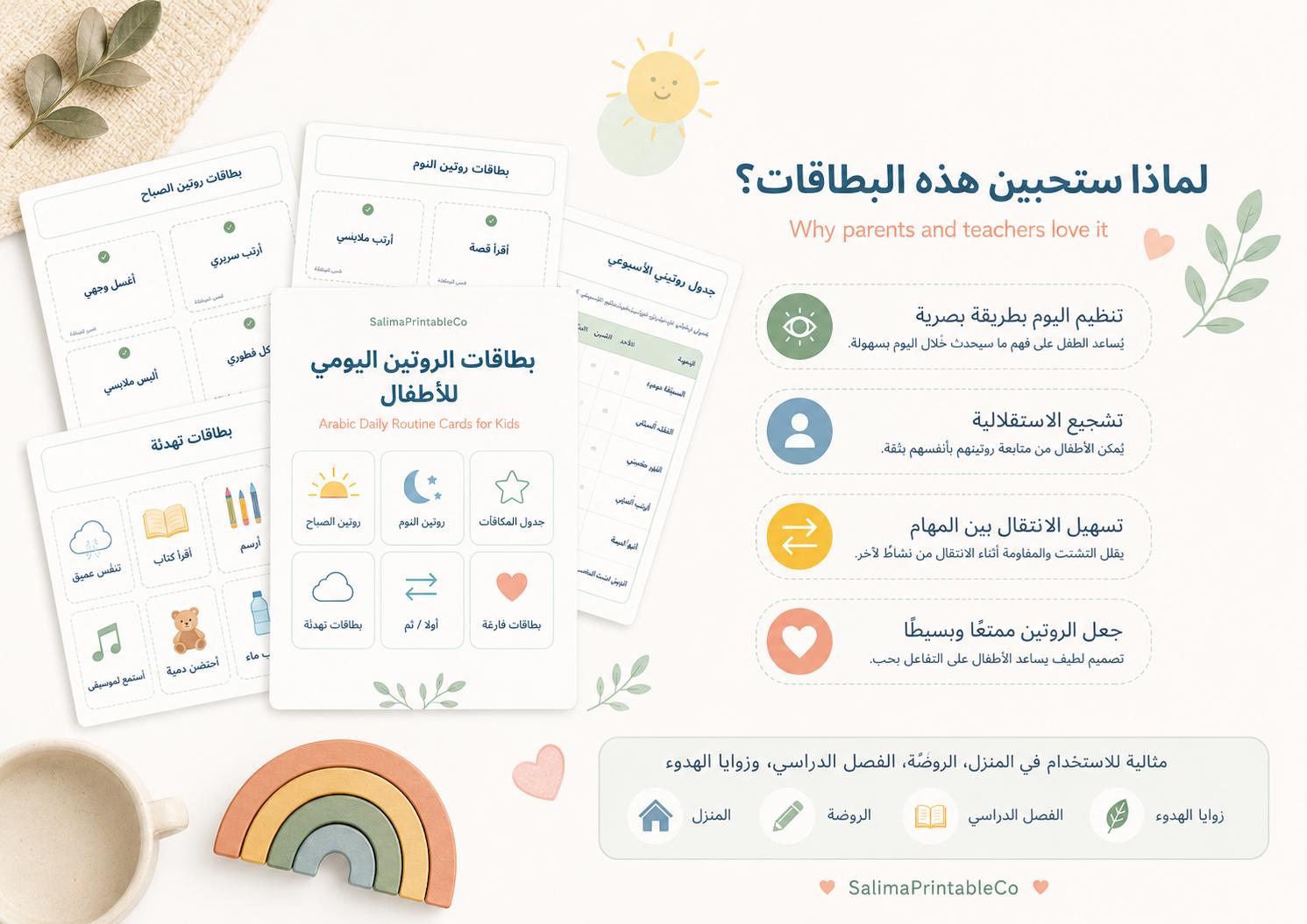 Arabic Visual Schedule for Kids, Daily Routine Cards, Muslim Toddler ...