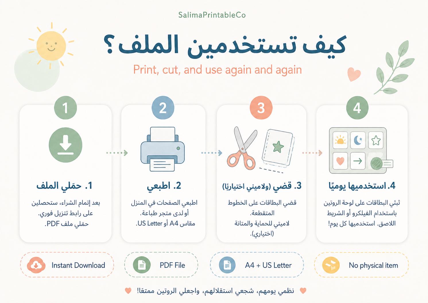 Arabic Visual Schedule for Kids, Daily Routine Cards, Muslim Toddler ...