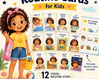 Kids Summer Routine Cards Printable, Visual Schedule for Kids, Summer Daily Routine Chart, Toddler Routine PDF