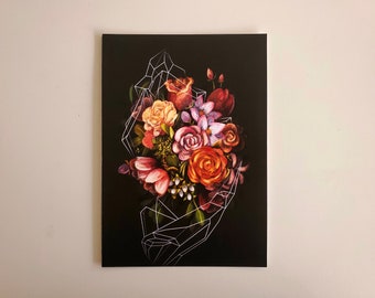 Dark Florals and Geometry 5x7" Print