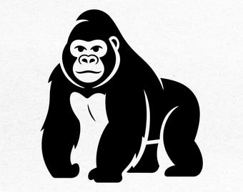 Gorilla Outline Graphic: Silhouette Cut File for Decals, Cricut & Party Decor. Svg Png Pdf Jpg Adobe Illustrator (Digital Download)