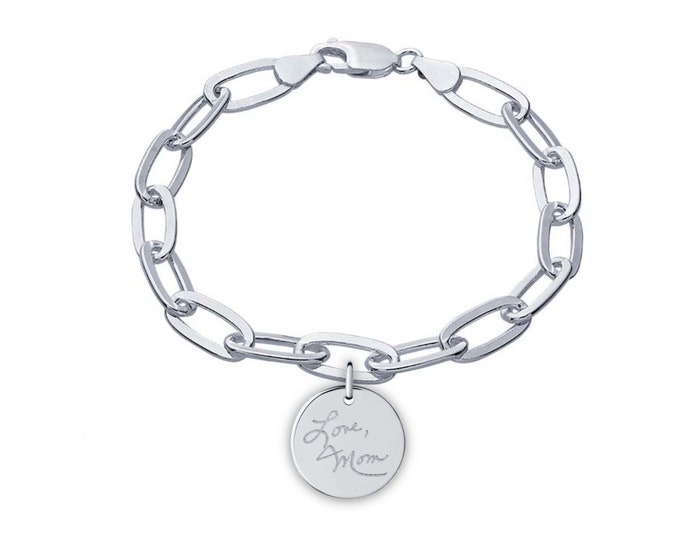 Actual handwriting sterling silver charm bracelet Signatures personalized in 925 sterling silver \u2022 Custom Engraved Memorial jewelry