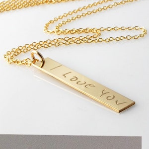 Signature Name Plate Necklace - Sterling Silver or Solid 14k Gold Signature Name Plate Necklace - Sterling Silver or Solid 14k Gold