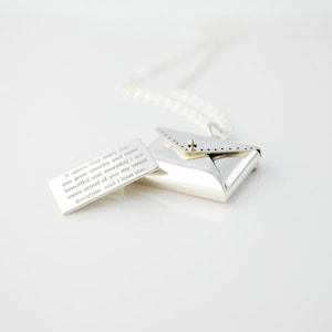 Unique Envelope Locket  - Secret letter necklace in sterling silver personalized in any way and in any font or your own handwriting