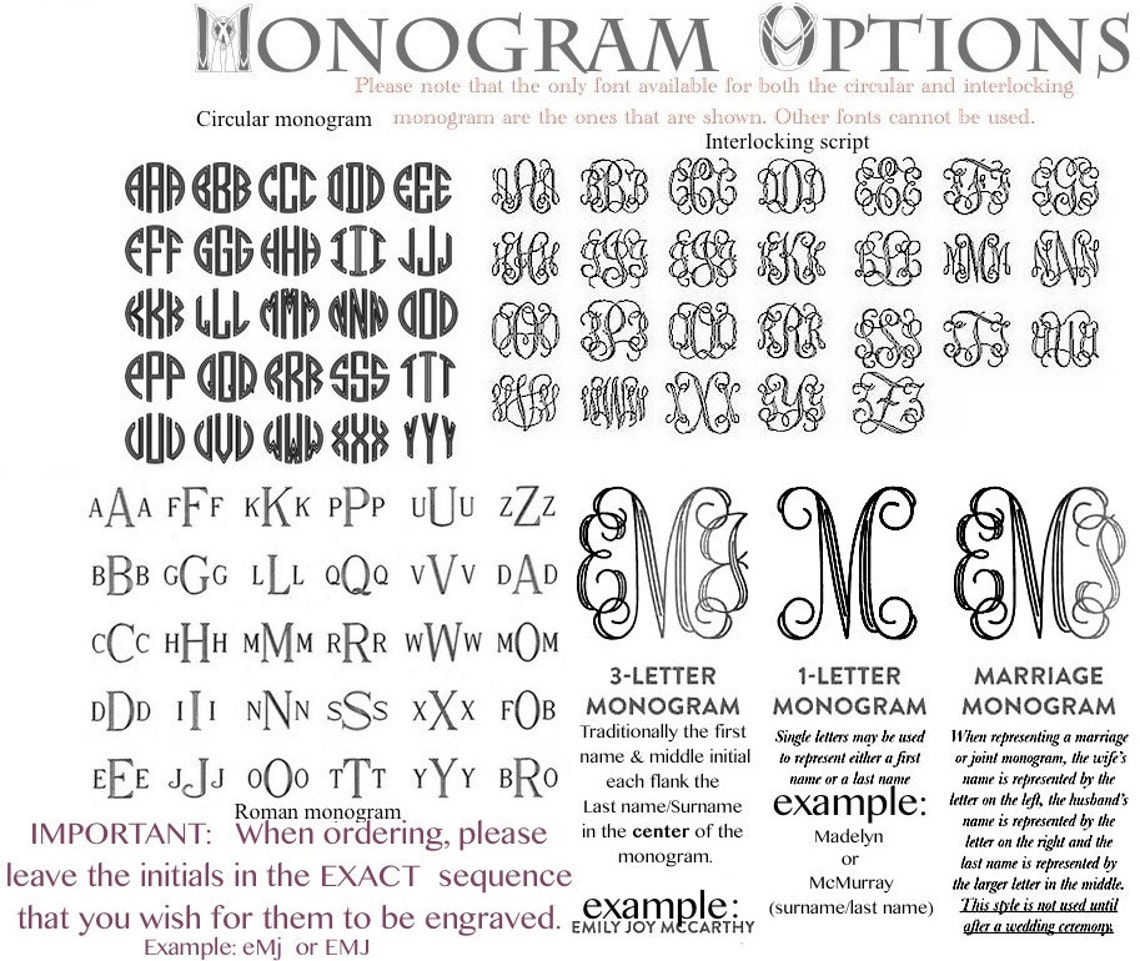MONOGRAM Necklace in Various Sizes in Solid 925 Sterling Silver ...