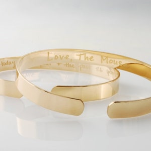 Cuff bracelet actual handwriting in 14k Yellow, Rose Gold fill or solid sterling silver - Personalized memorial jewelry adjustable fits most