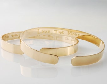 Cuff bracelet actual handwriting in 14k Yellow, Rose Gold fill or solid sterling silver - Personalized memorial jewelry adjustable fits most