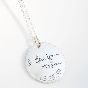 Actual handwriting necklace in sterling silver Memorial replica keepsake custom engraved with signatures, kids art & drawings image 3