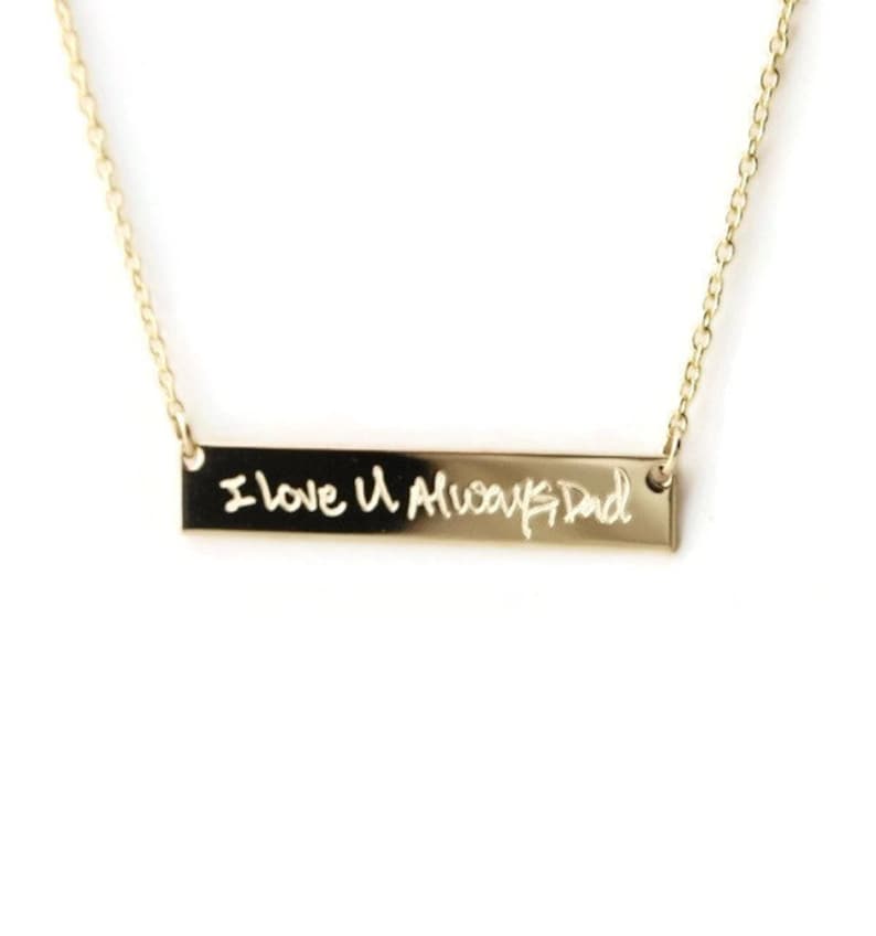 Actual Handwriting 14k Gold Filled Horizontal Gold Bar - Etsy