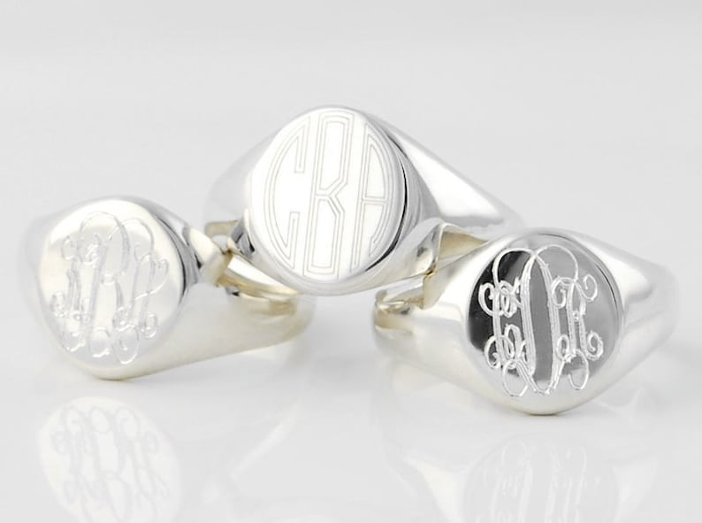 Monogram Ring Personalized Custom Engraved Solid Etsy