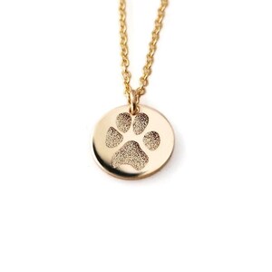 Your pet's actual paw or nose print custom personalized pendant necklace Sterling silver or 14k gold filled. Various diameters available image 8