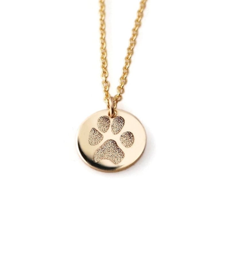 Your pet's actual paw or nose print custom personalized pendant necklace Sterling silver or 14k gold filled. Various diameters available image 8