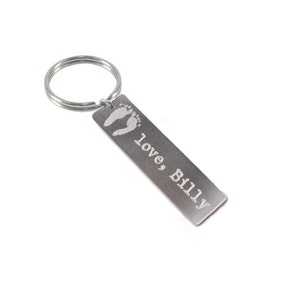 Father's day Gifts • Your babies actual footprints handprint, custom engraved actual handwriting sterling silver keychain • Daddy Est. 2016