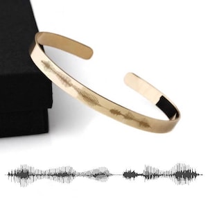 Manschettenarmband mit Deiner Stimme Klangwelle oder Herzschlag • EKG/EKG, Baby Sonogram • Goldfill oder Sterling Silber • Personalisiertes Unikat