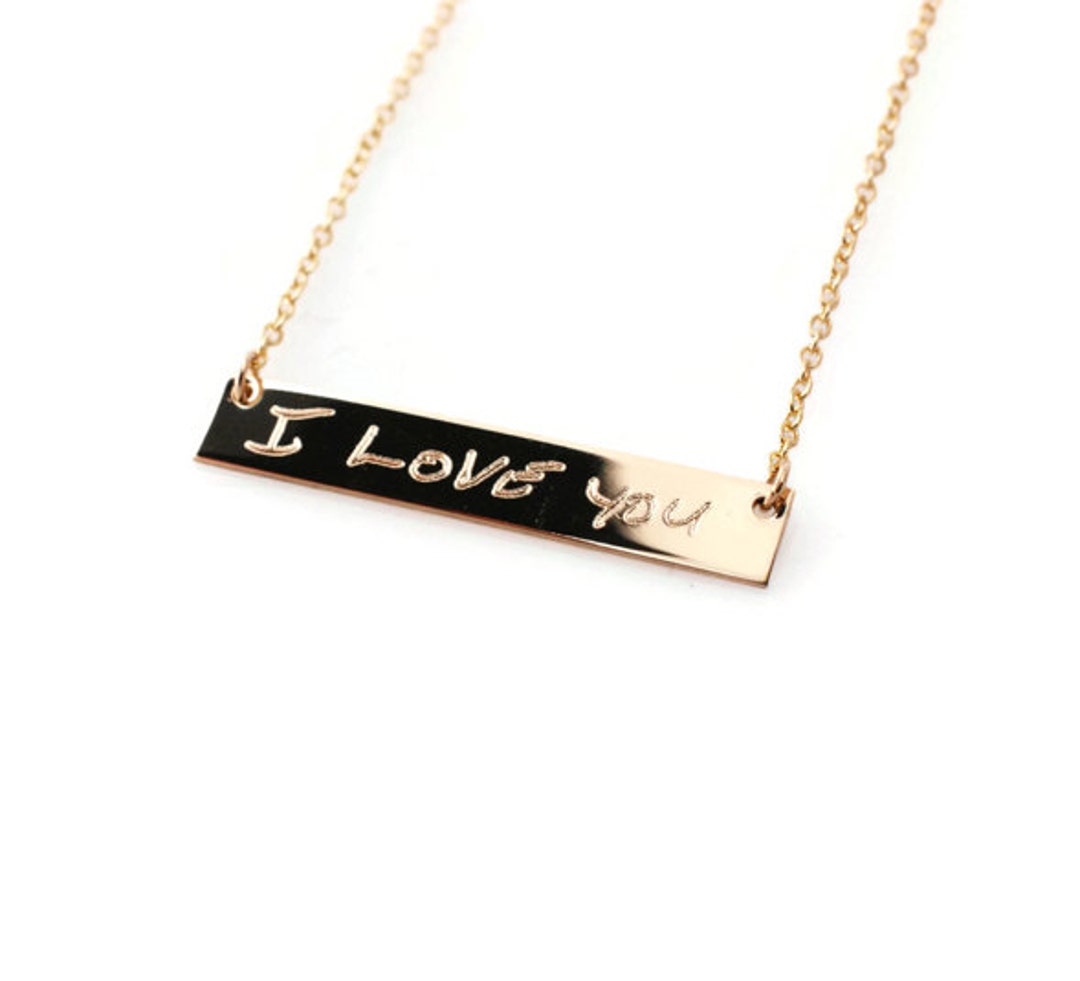 Actual Handwriting 14k Gold Filled Horizontal Gold Bar - Etsy