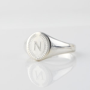 Monogrammed Signet ring - Personalized engraved Solid Sterling Silver signature statement ring - US sizes 4 5 6 7 8 9 10 11 Unisex