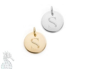Small 1/2" personalized monogram charm in sterling silver, 14k yellow or rose gold Filled • Gifts for her • Bridesmaids • coin disc